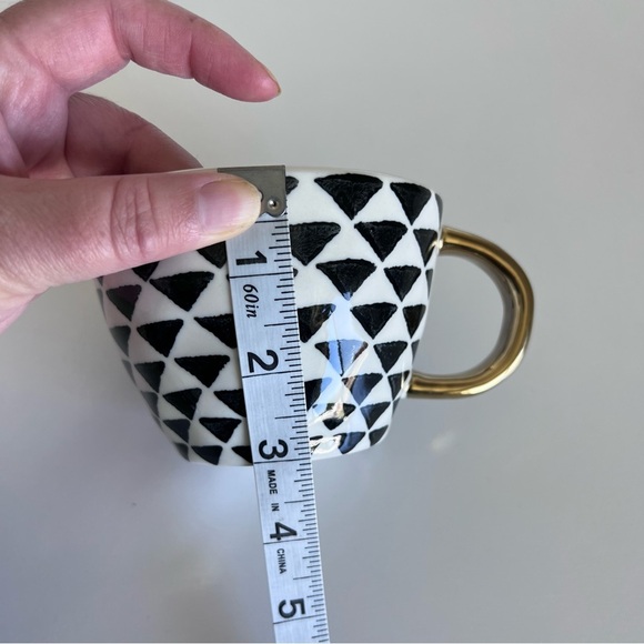 World Market Geometric Mug with Gold Handle Black and White Triangles - Picture 7 of 8